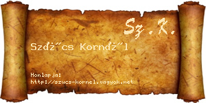 Szűcs Kornél névjegykártya