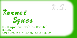 kornel szucs business card
